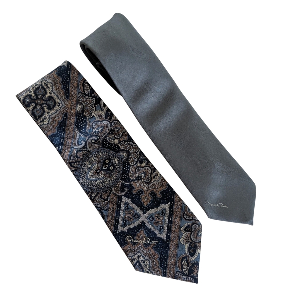 Set Of 2 Oscar de la Renta Polyester Ties